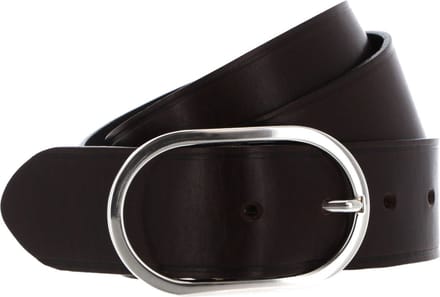 b.belt Leren Riem Lorena Silver Belt W100 Dunkel Braun Bruine