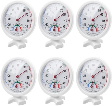 6-Pack Analoge Thermometer en Hygrometer Set voor Binnen en Buiten