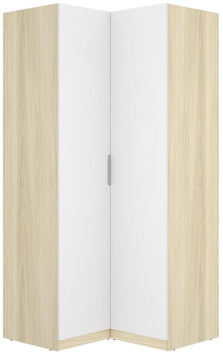 Vente-unique Hoekkast 2 deuren - B97 cm - Wit en licht naturel - KALONY