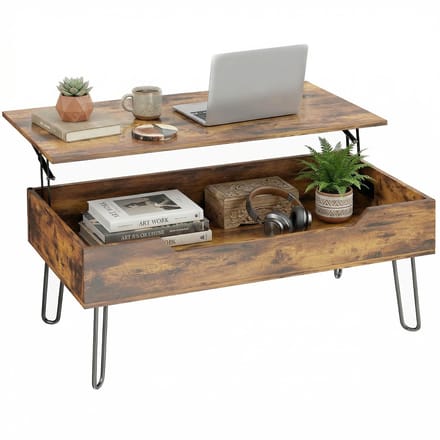 HOMCOM Salontafel - MDF, Staal - 95 x 50 x 40 cm - Rustiek Bruin