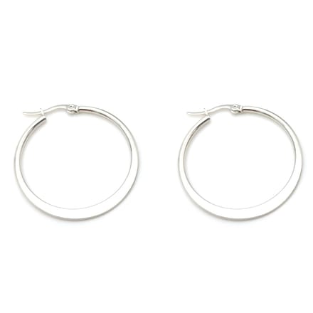 Platte zilverkleurige stalen oorringen met klapsluiting - 37mm