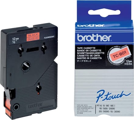 TC-B01 - 12mm - black on orange for PT-8E / PT-2000 / PT-3000 / PT-5000