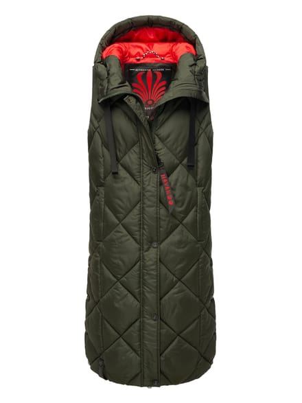 Navahoo lange dames bodywarmer Schnuckel – Modern & Met Capuchon