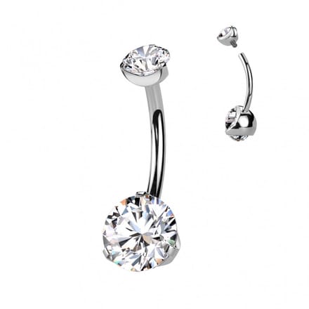 Piercing sierlijk dubbele steen wit - LMPiercings