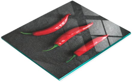 Bord van gehard glas met decoratief chilipeperpatroon en steen, 60x52 cm