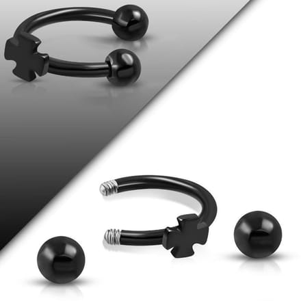 Rvs sieraden - Stalen oorpiercing met kruisje - horseshoe piercing10mm
