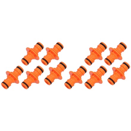 10 stuks Tuinslang Connector 2-Weg Nippel Koppeling Fitting voor Tuinirrigatie Watergift orange