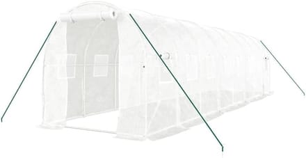 Tuinkas - Broeikas Polytunnel - Planten Beschermen - Stalen Frame - 800 x 200 x 200 cm - Wit