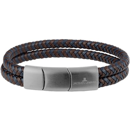 Jacques Lemans heren armband leer, roestvrij staal One Size 88563042