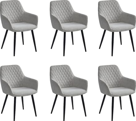 Colenis® - Beverly Eetkamerstoel - Set Van 6 - Beige - Geweven stof - Met armleuning