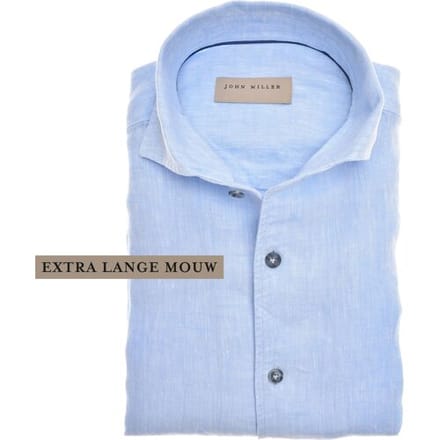 John Miller Overhemd Luxury Linen Mouwlengte 7 Licht Blauw / male