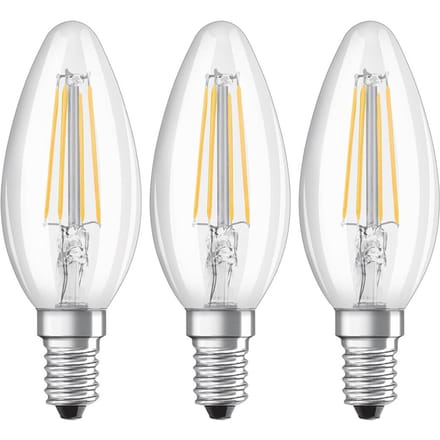 Osram Ledfilamentlamp Kaars - D3,5cm - Warm Wit - E14 - 4w - 3 Stuks