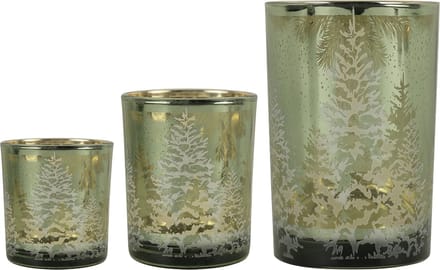 Theelichthouder dennenboom groen klein 8cm