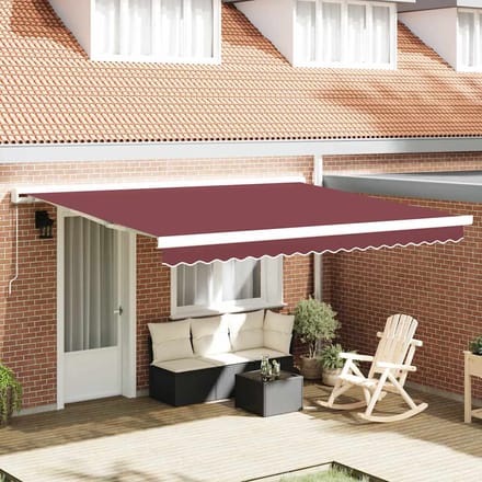 vidaXL - Luifel - handmatig - uittrekbaar - 400x300 - cm - bordeauxrood