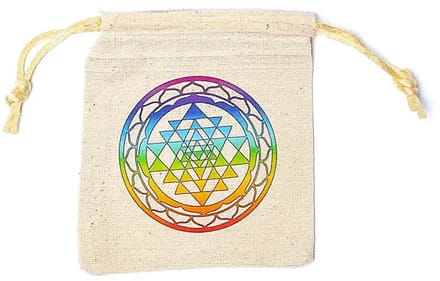 Zakje van katoen met Sri Yantra opdruk