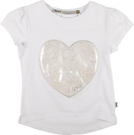 Rumbl Royal - T-shirt - Wit - Zilveren hart - Maat 116/122
