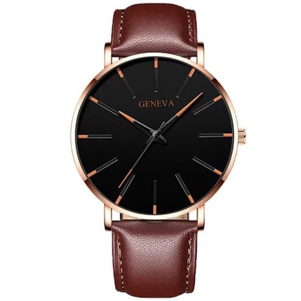 POWERZ ® design horloge rond plat bruin