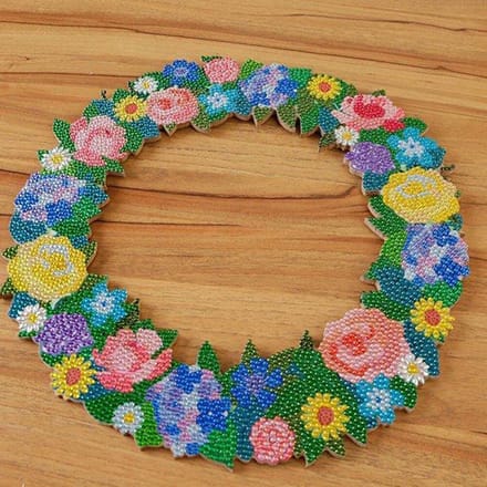 Diamond painting acrylic krans 30x30 cm - Bloemen