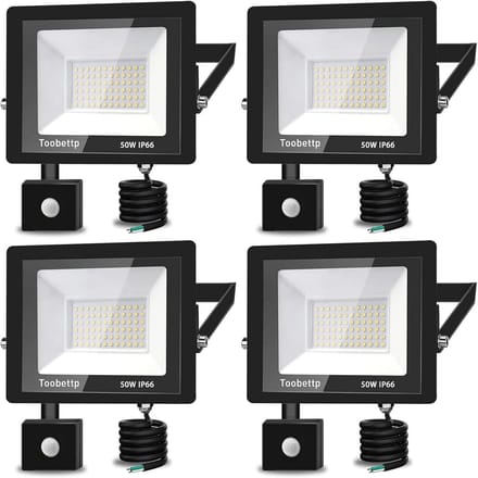 50W LED Buiten Schijnwerper met Bewegingssensor - 5000LM Warmwit Licht, IP66 Waterdicht