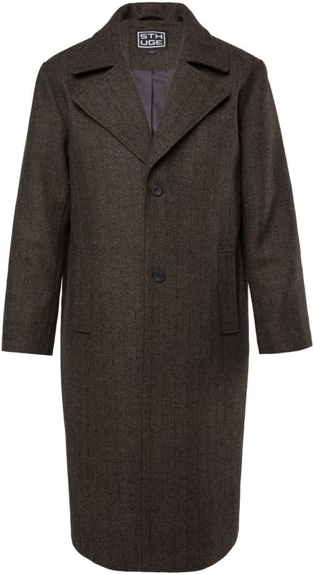 STHUGE - Heren - Mantel visgraat - Aardebruin - Maat XL