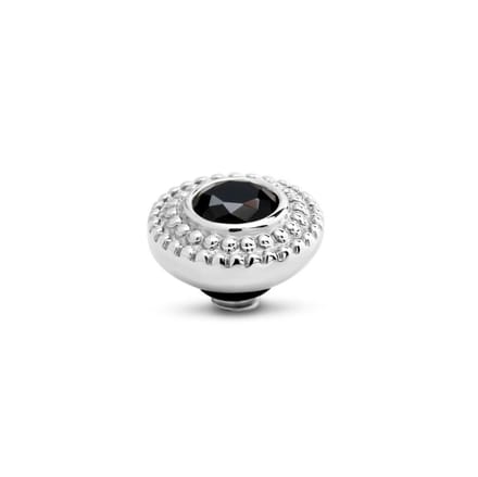 Melano Twisted Crystal Bali Steentje Black | Zilver
