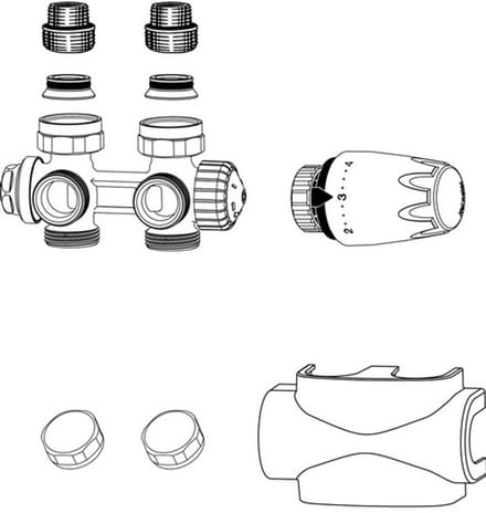 IMI Hydronic Engineering HEIMEIER Ventiel Multilux 4-Set Twee-pijps en één-pijps, wit RAL 9016, 9690-42.000