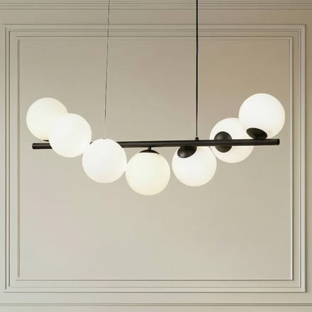 Lucande - hanglamp - 7lichts - Metaal, glas - H: 33 cm - G9 - matzwart, opaal