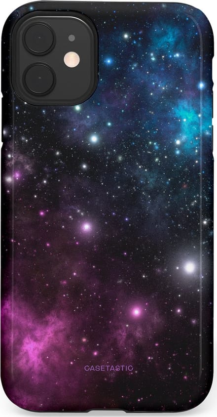 Casetastic hoesje geschikt voor Apple iPhone 11 - Dubbellaagse bescherming - Nebula gloed - Fashion Case - Zwart Donkerblauw