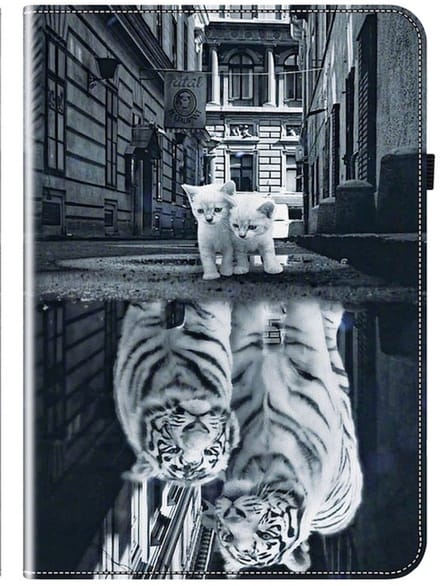 Luxe Bescherm-Etui Hoes Map geschikt voor Samsung Galaxy Tab A11 PLUS - A9 PLUS - 11" - Kitten - Tijger