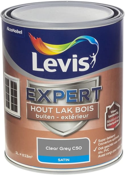 Levis - Expert Hout Lak Buiten Satin Mix - Clear Grey C50 - Mengverf - 1 L