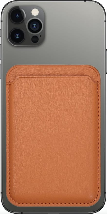 Magnetische Kaarthouder geschikt voor iPhone – PU Leren Pasjeshouder met Sterke Magneet – Oranje