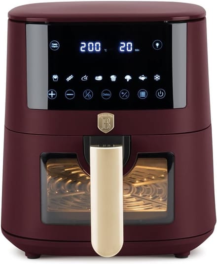 Digitale Heteluchtfriteuse - Olievrije Friteuse - Gezond Koken - 8 Automatische Programma's - 5 Liter Capaciteit - Mat Bordeaux