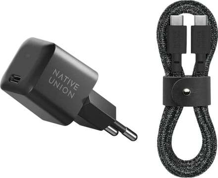 Native Union USB-C Wandlader 30W met 1.2m USB-C-naar-USB-C Kabel –Universeel - Zwart