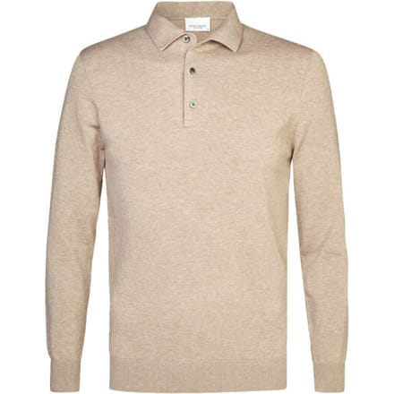 Profuomo Longsleeve Poloshirt Luxury Basic Beige - Maat L - Heren - Pullover