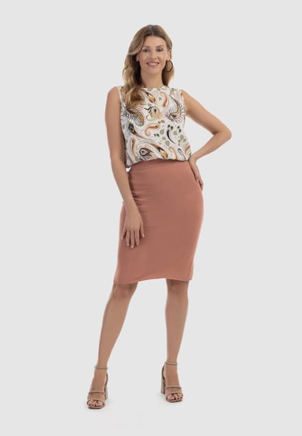 usha Gebreide midi-rok Dames beige roze