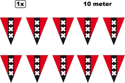 Vlaggenlijn Amsterdam - 10 meter - Vlaglijn thema feest vlag stad