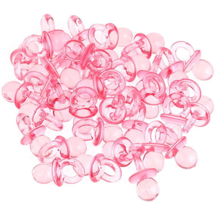 50pcs Acrylic Baby Pacifiers Baby Shower Decoration Table Scatter (Transparent Red) pink