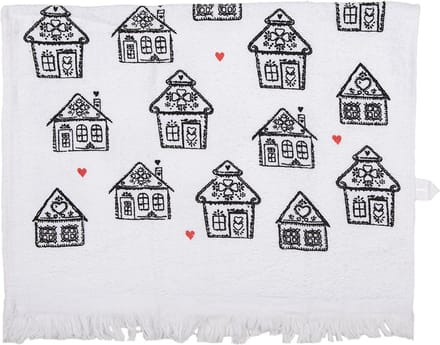 Clayre & Eef Gastendoekje 40x66 cm Wit Zwart Katoen Gingerbread house