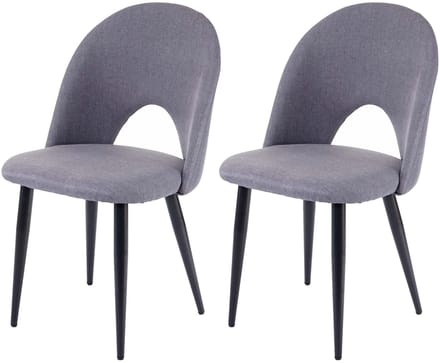 Set van 2 eetkamerstoelen MCW-D73, keukenstoel, stof/textiel ~ donkergrijs