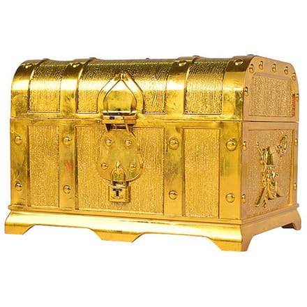 Plastic Piraten Schatkist Sieraden Opbergdoos Organizer Make-up Geschenkdoos Snoepdoos goud
