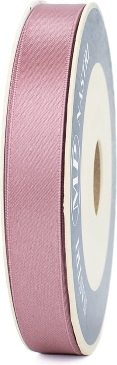 50 meter x 15 mm oud roze lint - Satijnlint - satijn - cadeaulint - kadolint stof