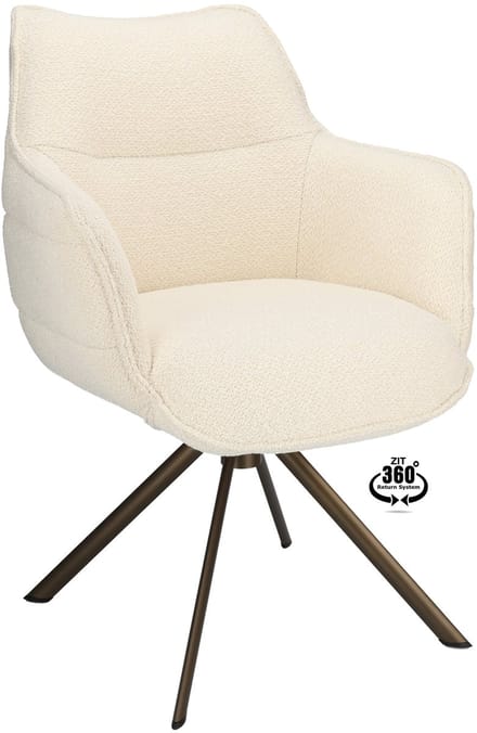 Icon Living - Armstoel Lio - Stof Rhythm Natural - Leg Bronze 360° Return-System