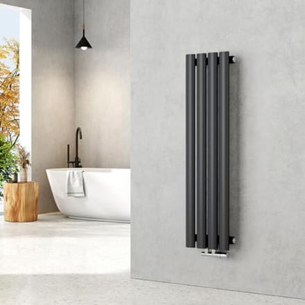 Kleine Paneelradiator 900 x 240 mm - Design Oval, Vertical, Anthraciet, 266 Watt