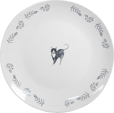 Clayre & Eef Ontbijtbord Ø 20 cm Wit Keramiek Katten