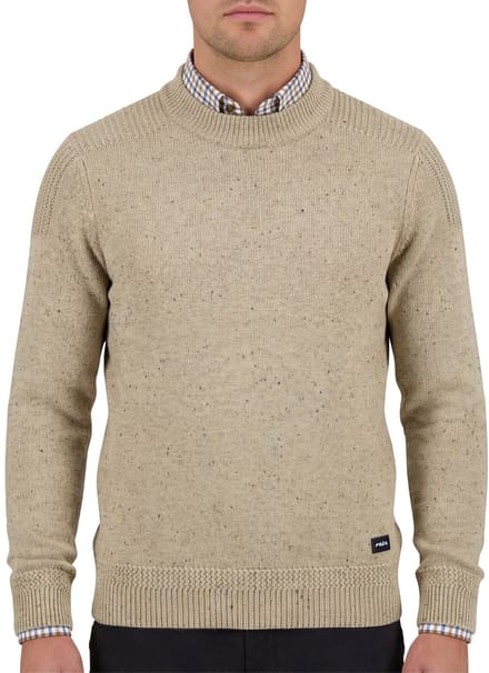 Trui New Zealand Melange beige ronde hals