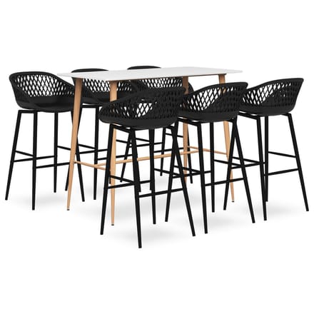 vidaXL - 7-delige - Barset - wit - en - zwart