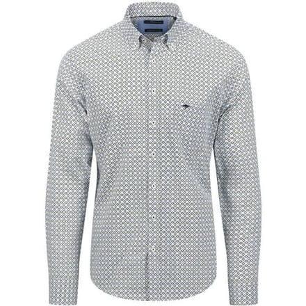 Fynch-Hatton Overhemd Fantasy Squares Pattern Button Down Light Khaki / male