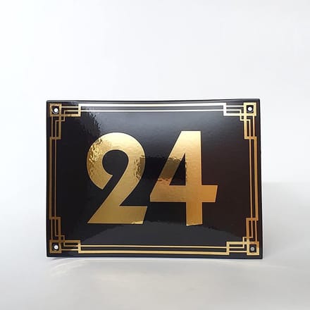 Art deco | jaren ’30 | luxe emaille huisnummer - 24