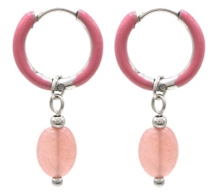 Dielay - Oorringen met Amethist - RVS - 1x2,5 cm - Zilverkleurig