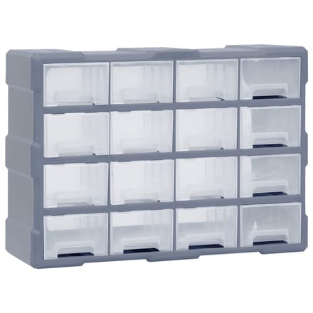 vidaXL - Organiser - met - 16 - medium - lades - 52x16x37 - cm